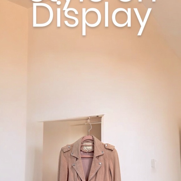 MAJE ladies Basalt Suede Biker Jacket Pale Pink  size 38 - Picture 14 of 14